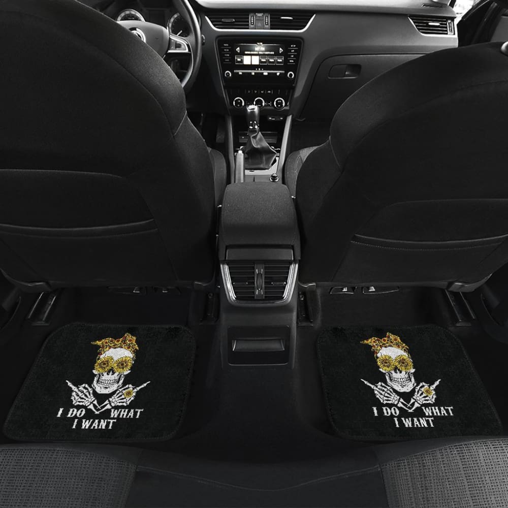 I Do What I Want Skull Sunflower Bandana Car Floor Mats 212004 - YourCarButBetter