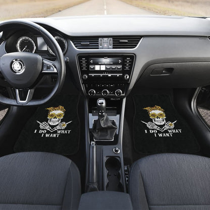 I Do What I Want Skull Sunflower Bandana Car Floor Mats 212004 - YourCarButBetter