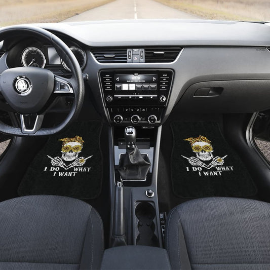 I Do What I Want Skull Sunflower Bandana Car Floor Mats 212004 - YourCarButBetter