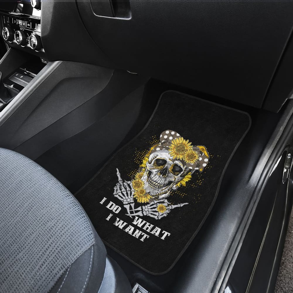 I Do What I Want Skull Sunflower Bandana Floral Flowers Gift Car Floor Mats 212103 - YourCarButBetter