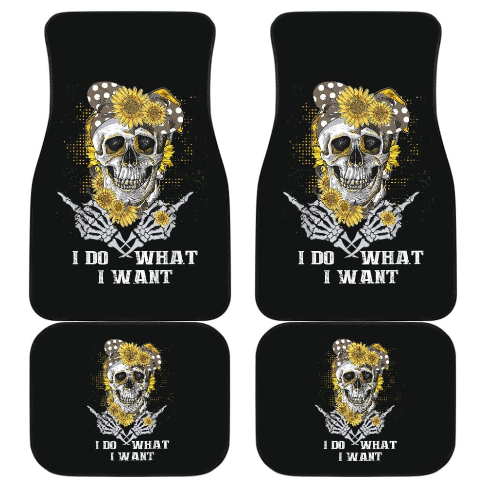 I Do What I Want Skull Sunflower Bandana Floral Flowers Gift Car Floor Mats 212103 - YourCarButBetter