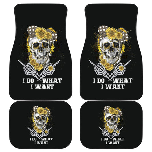 I Do What I Want Skull Sunflower Bandana Floral Flowers Gift Car Floor Mats 212103 - YourCarButBetter