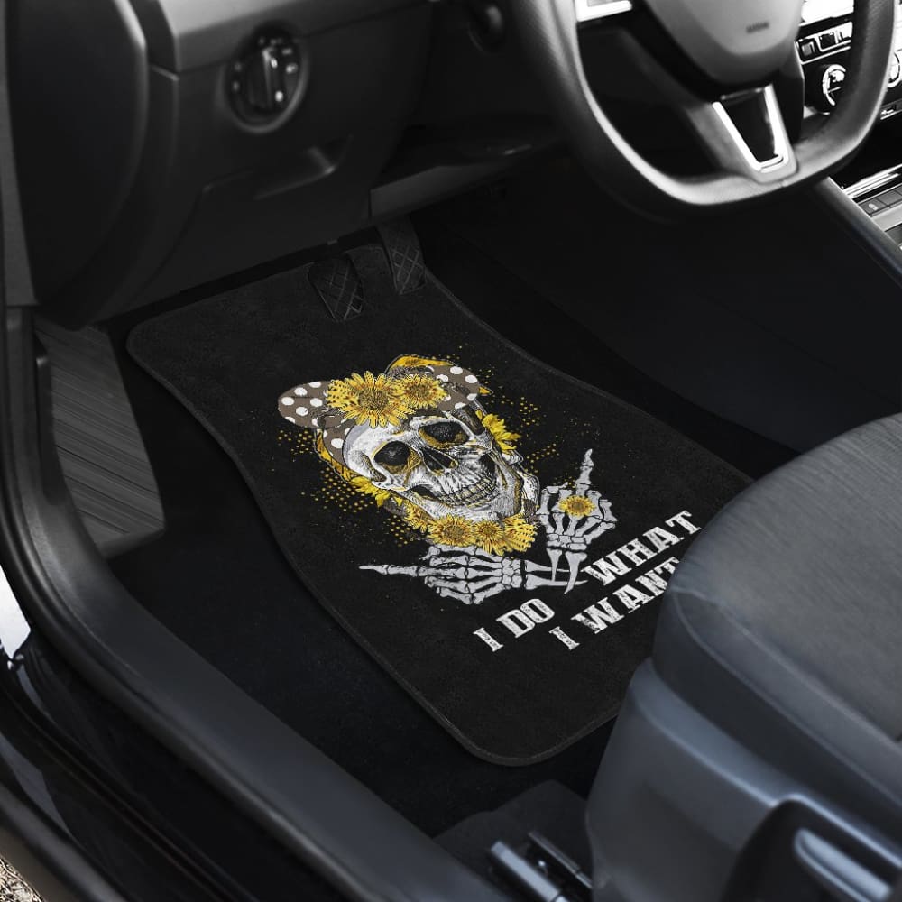 I Do What I Want Skull Sunflower Bandana Floral Flowers Gift Car Floor Mats 212103 - YourCarButBetter