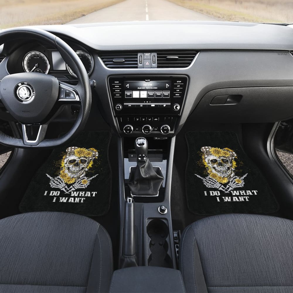 I Do What I Want Skull Sunflower Bandana Floral Flowers Gift Car Floor Mats 212103 - YourCarButBetter