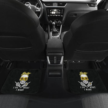 I Do What I Want Skull Sunflower Car Floor Mats 212103 - YourCarButBetter