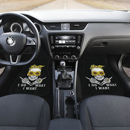 I Do What I Want Skull Sunflower Car Floor Mats 212103 - YourCarButBetter