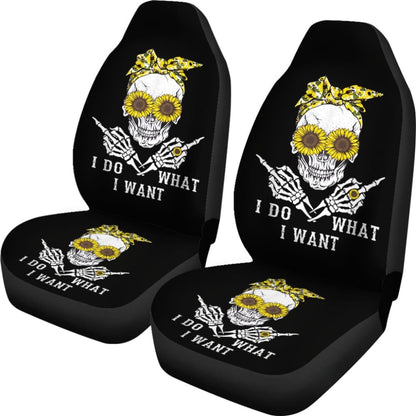 I Do What I Want Skull Sunflower Car Seat Covers 212103 - YourCarButBetter