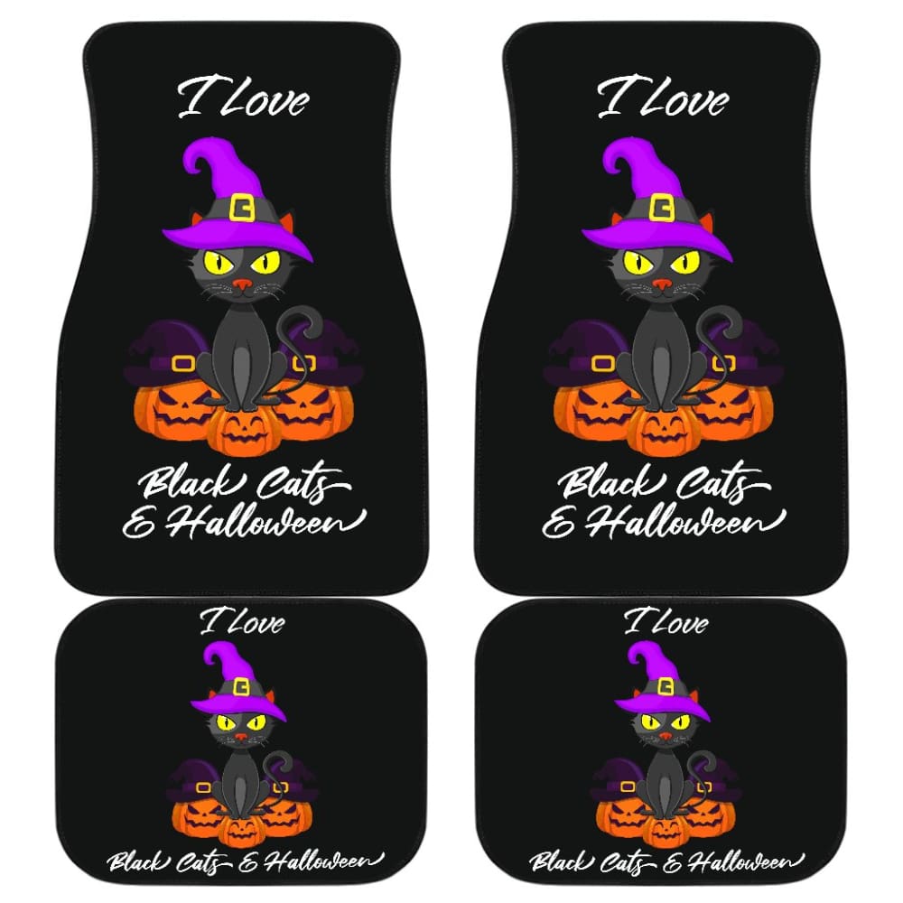 I Love Black Cats And Halloween Car Floor Mats 211110 - YourCarButBetter