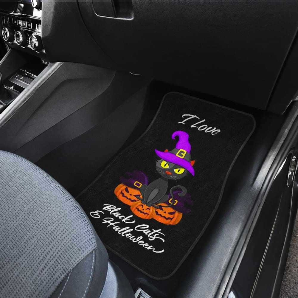 I Love Black Cats And Halloween Car Floor Mats 211110 - YourCarButBetter