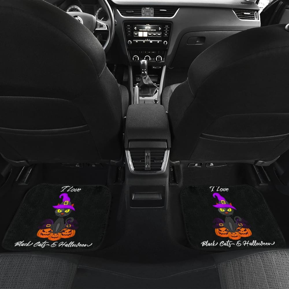 I Love Black Cats And Halloween Car Floor Mats 211110 - YourCarButBetter