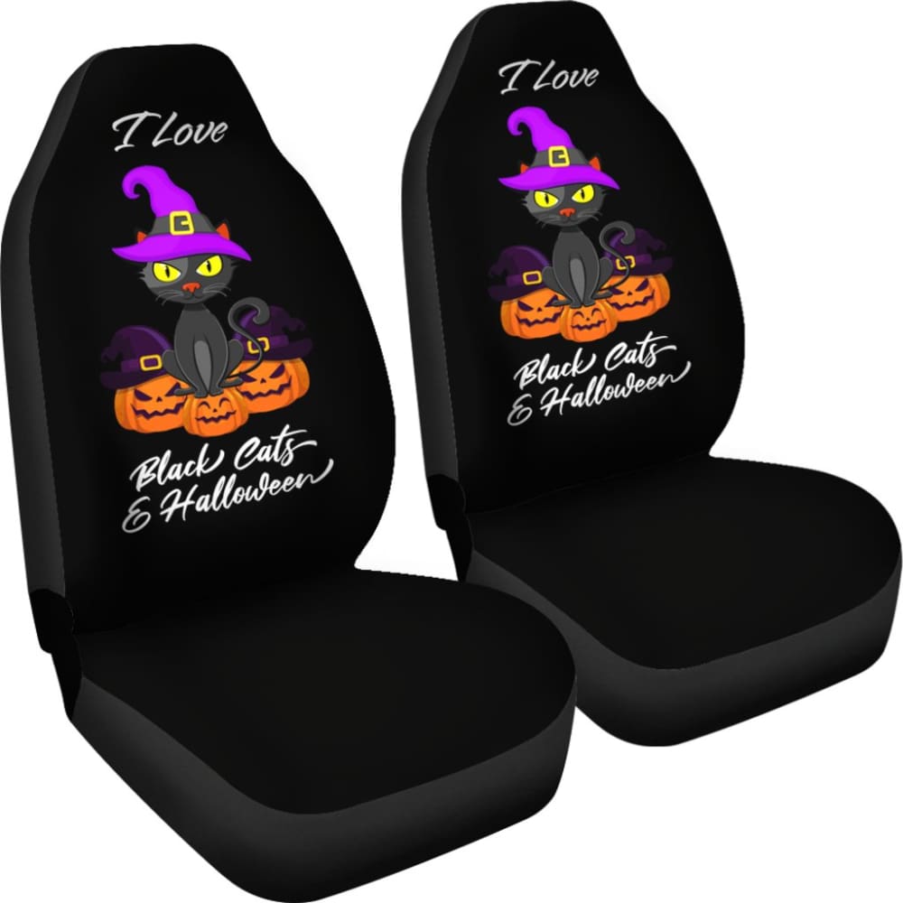 I Love Black Cats And Halloween Car Seat Covers 211110 - YourCarButBetter