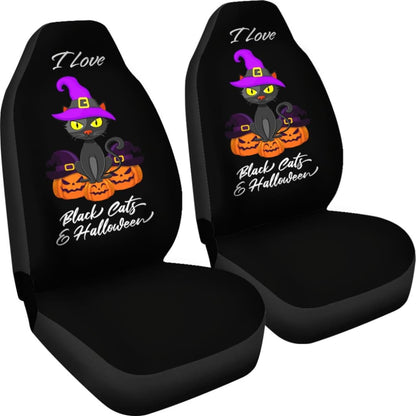 I Love Black Cats And Halloween Car Seat Covers 211110 - YourCarButBetter