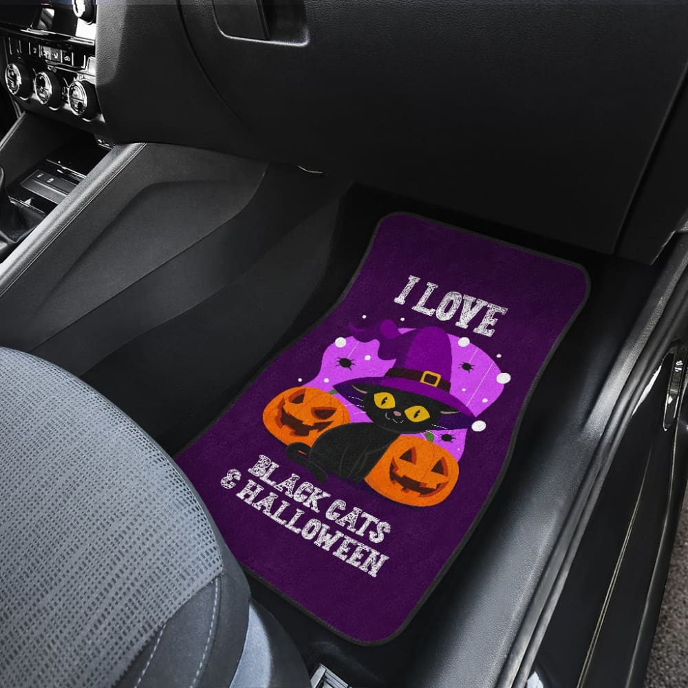 I Love Black Cats And Halloween Cat Lovers Gift Car Floor Mats 211110 - YourCarButBetter