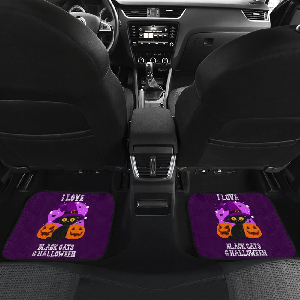 I Love Black Cats And Halloween Cat Lovers Gift Car Floor Mats 211110 - YourCarButBetter
