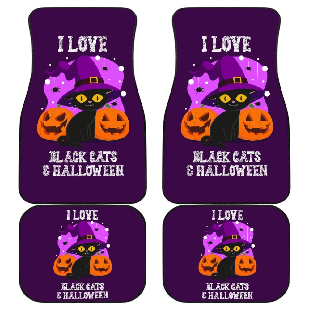 I Love Black Cats And Halloween Cat Lovers Gift Car Floor Mats 211110 - YourCarButBetter