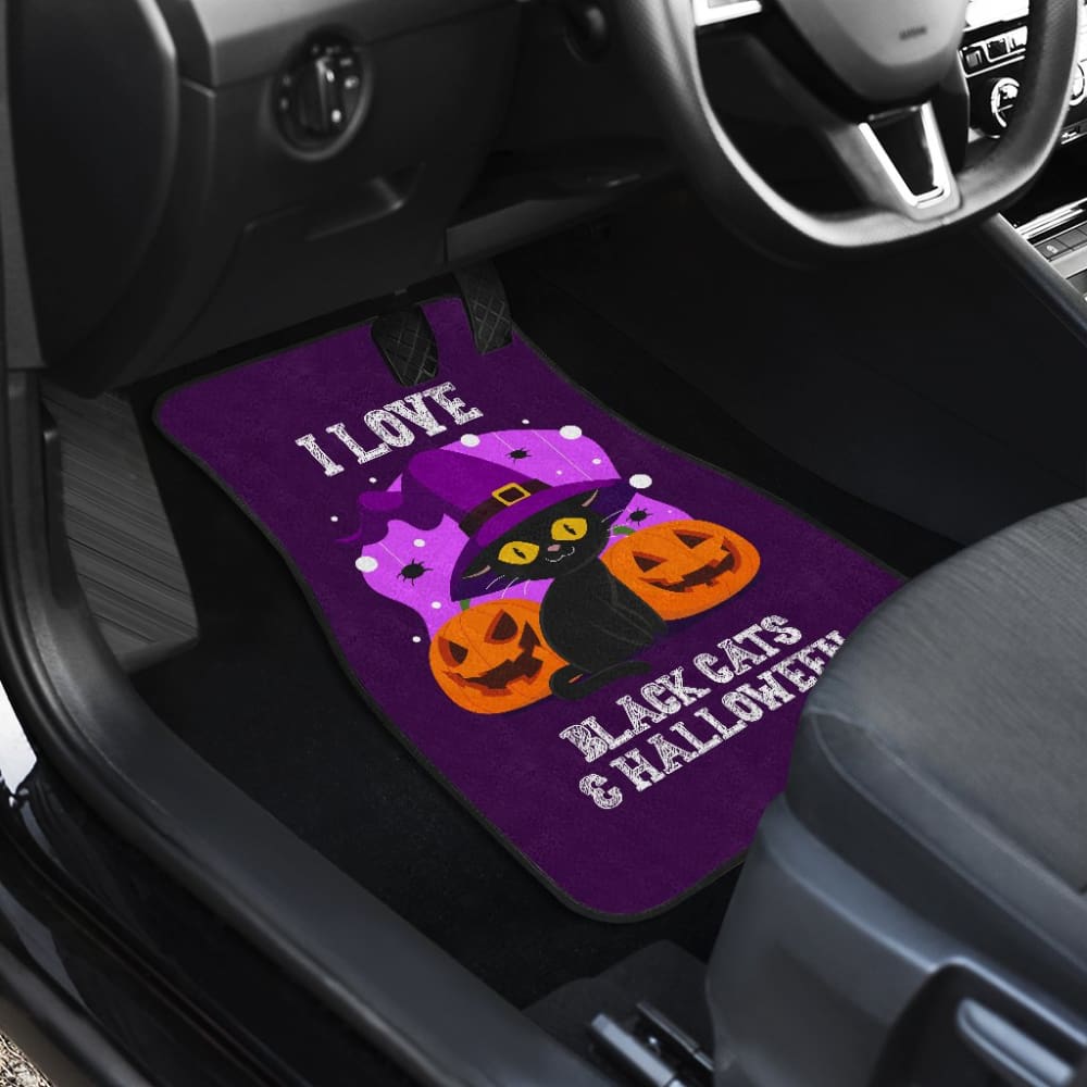 I Love Black Cats And Halloween Cat Lovers Gift Car Floor Mats 211110 - YourCarButBetter