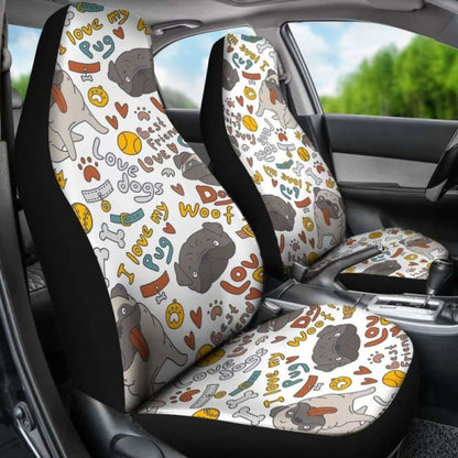I Love My Pug Car Seat Covers 102918 - YourCarButBetter