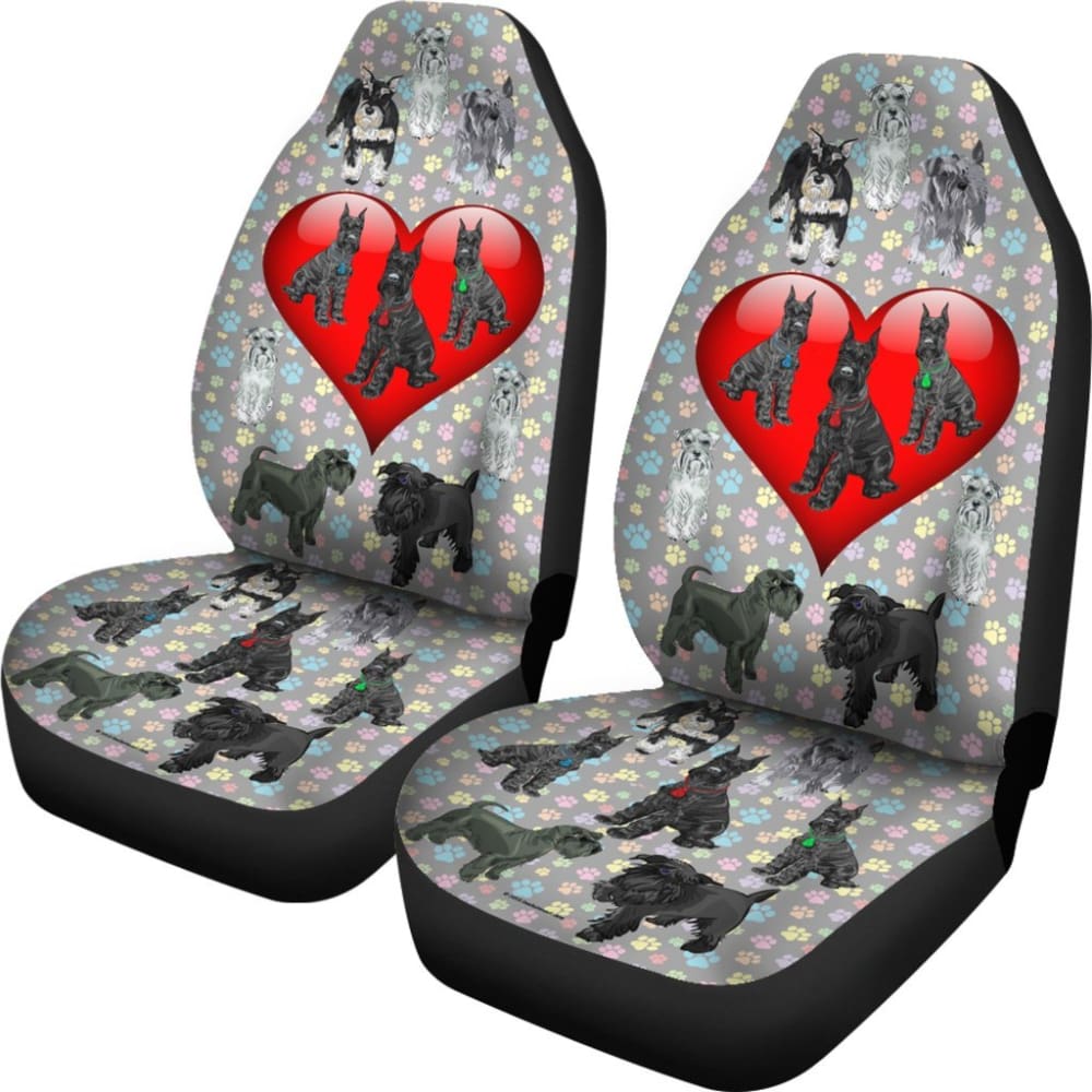 I Love Schnauzers Car Seat Covers (Paw Prints With Heart) - 094209 - YourCarButBetter