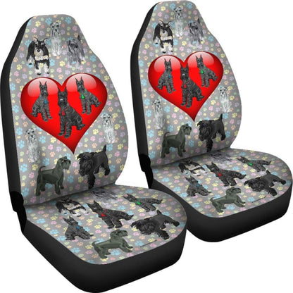 I Love Schnauzers Car Seat Covers (Paw Prints With Heart) - 094209 - YourCarButBetter