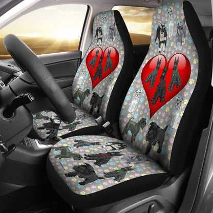 I Love Schnauzers Car Seat Covers (Paw Prints With Heart) - 094209 - YourCarButBetter