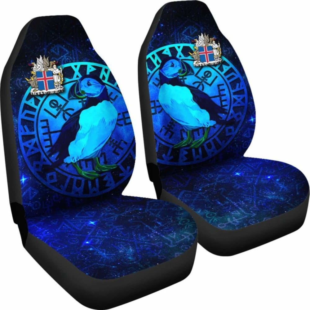 Iceland Car Seat Covers - Puffin And Vegvisir - 105905 - YourCarButBetter