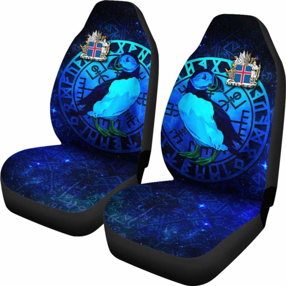 Iceland Car Seat Covers - Puffin And Vegvisir - 105905 - YourCarButBetter