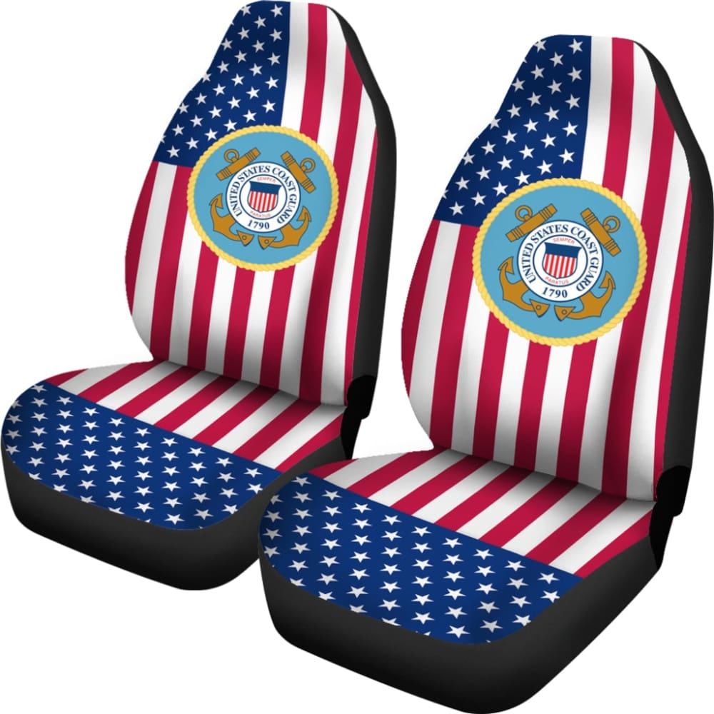 Iconic American Flag US Coast Guard Car Seat Covers 210701 - YourCarButBetter