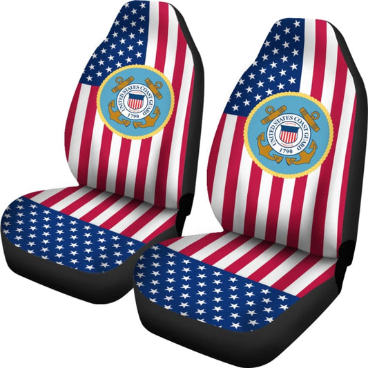 Iconic American Flag US Coast Guard Car Seat Covers 210701 - YourCarButBetter