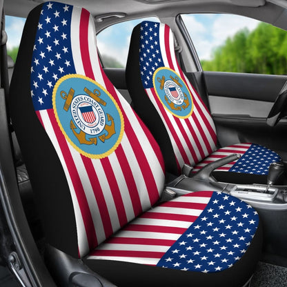 Iconic American Flag US Coast Guard Car Seat Covers 210701 - YourCarButBetter