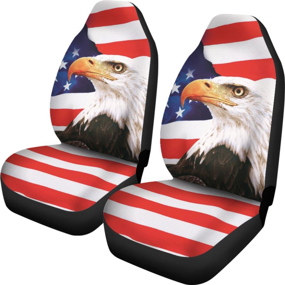 Iconic Eagle American Flag Car Seat Covers 211005 - YourCarButBetter