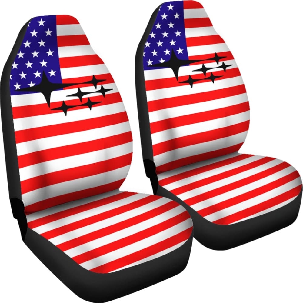 Iconic Subaru Mixed American Flag Printed Car Seat Covers 212803 - YourCarButBetter
