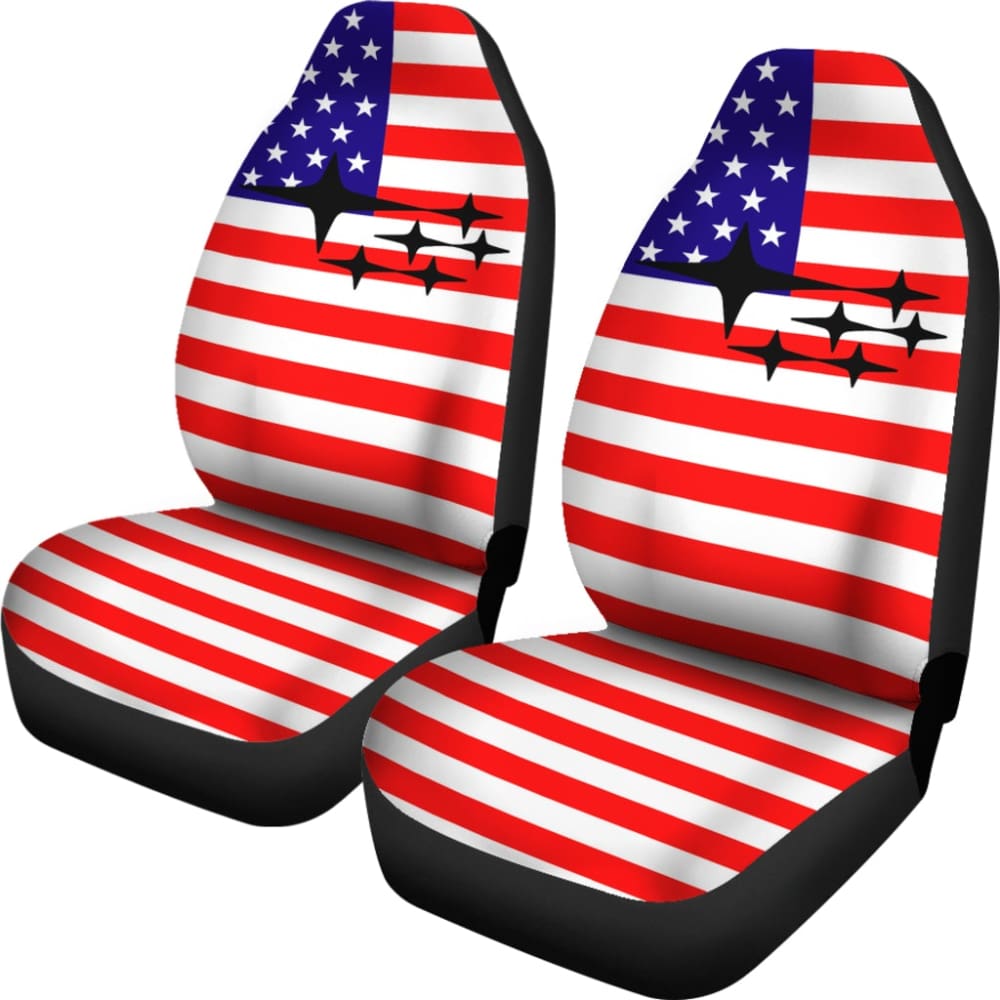 Iconic Subaru Mixed American Flag Printed Car Seat Covers 212803 - YourCarButBetter