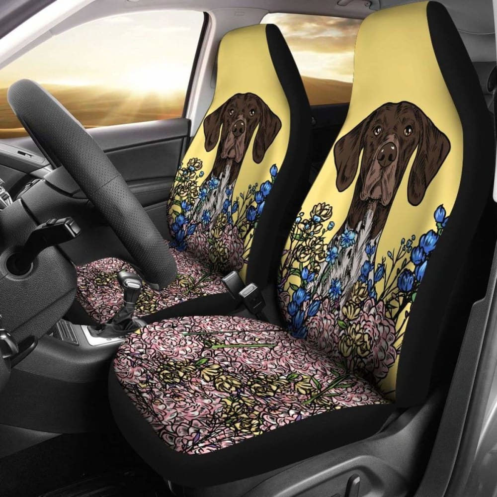 Illustrated German Shorthaired Pointer Car Seat Covers 090629 - YourCarButBetter