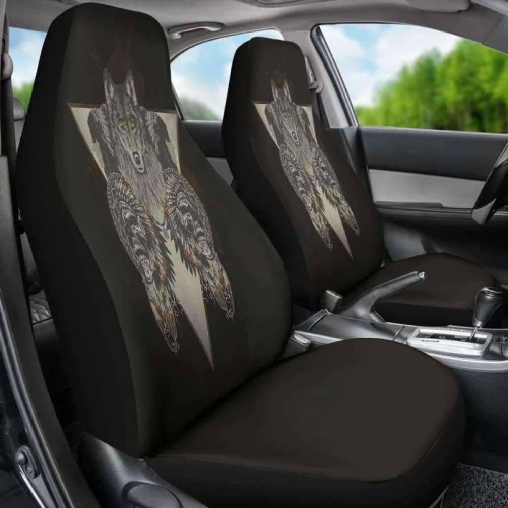 Indians Wolf Skull Car Seat Covers 202004