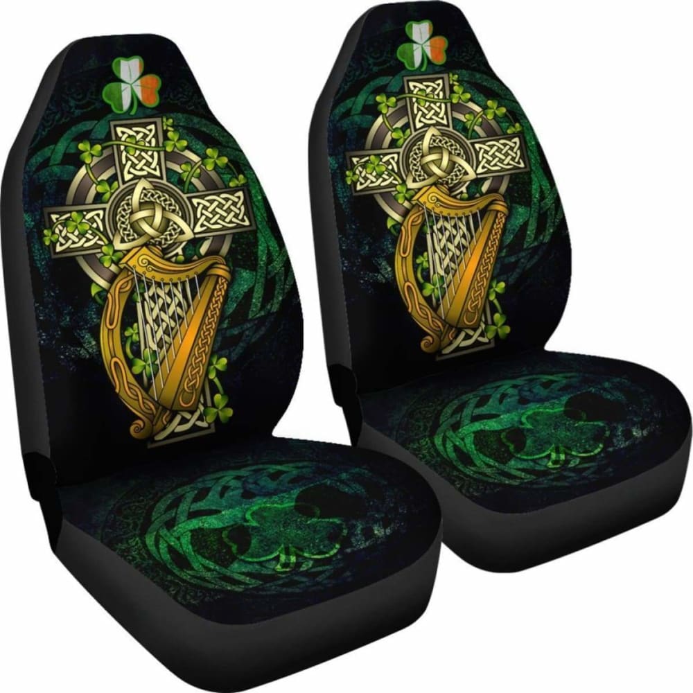Ireland Celtic Car Seat Covers - Ireland Coat Of Arms With Celtic Cross - 160905