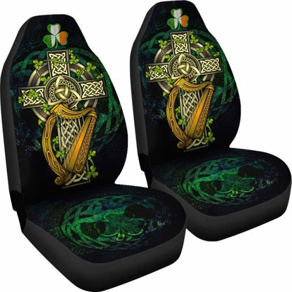 Ireland Celtic Car Seat Covers - Ireland Coat Of Arms With Celtic Cross - 160905