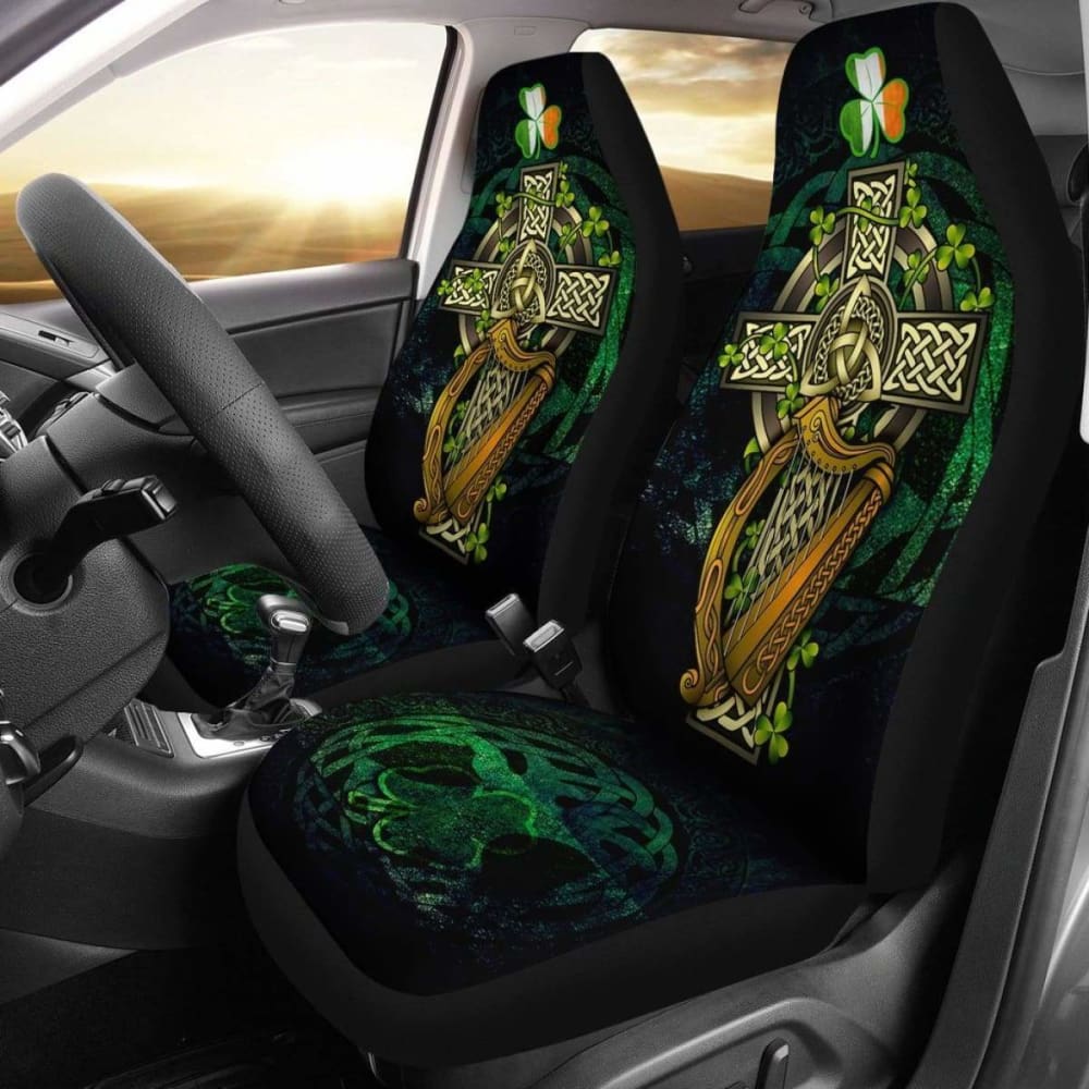Ireland Celtic Car Seat Covers - Ireland Coat Of Arms With Celtic Cross - 160905