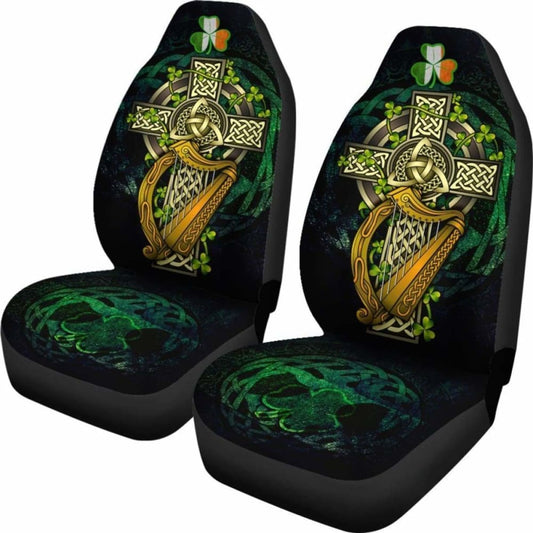 Ireland Celtic Car Seat Covers - Ireland Coat Of Arms With Celtic Cross - 160905