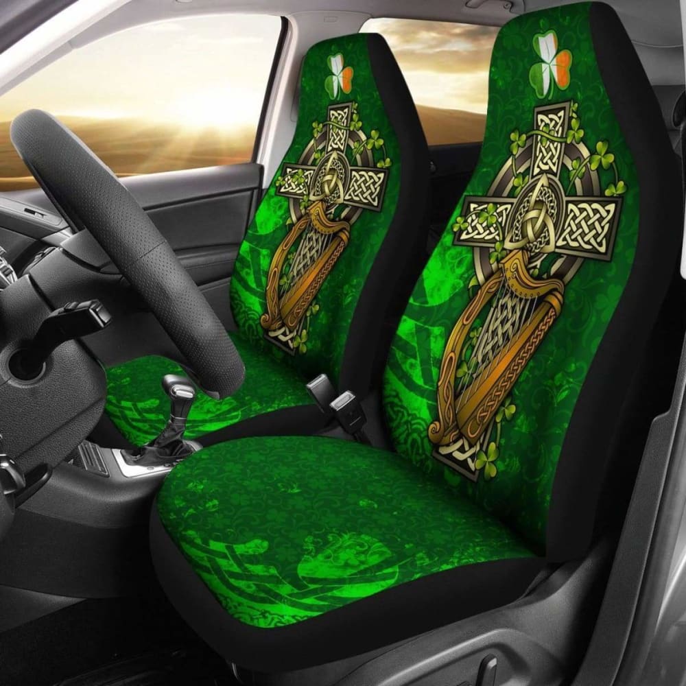 Ireland Celtic Car Seat Covers - Ireland Coat Of Arms With Shamrock Patterns - 154230 - YourCarButBetter