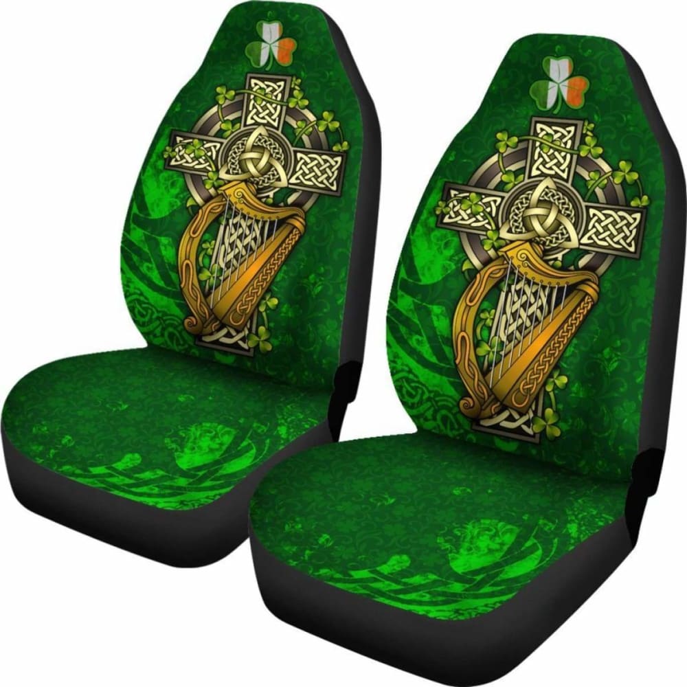 Ireland Celtic Car Seat Covers - Ireland Coat Of Arms With Shamrock Patterns - 154230 - YourCarButBetter