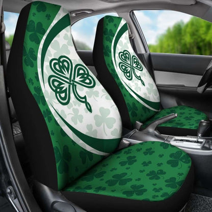 Ireland Shamrock Celtic Car Seat Covers White - Circle Style 154230 - YourCarButBetter