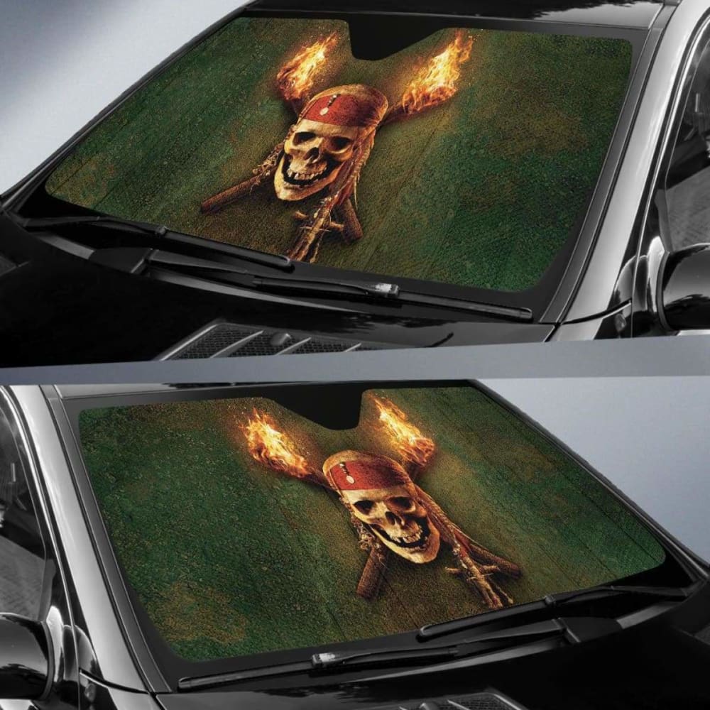 Jack Sparrow Skull Art Car Sun Shade Movie Fan Gift T041820 102507 - YourCarButBetter