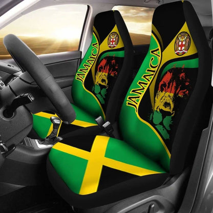 Jamaica Car Seat Covers - Jamaican Lion With Coat Of Arms - Amazing 161012