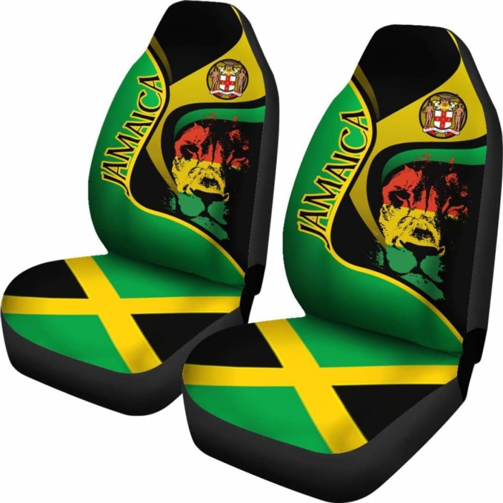 Jamaica Car Seat Covers - Jamaican Lion With Coat Of Arms - Amazing 161012
