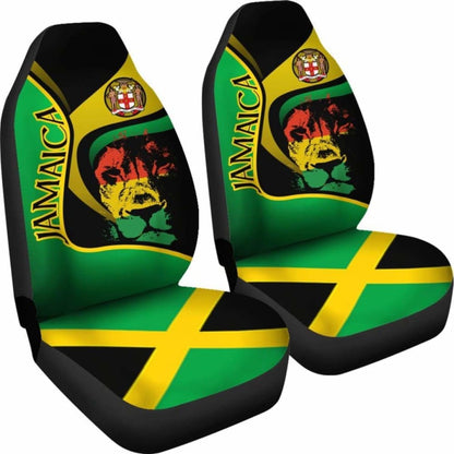 Jamaica Car Seat Covers - Jamaican Lion With Coat Of Arms - Amazing 161012
