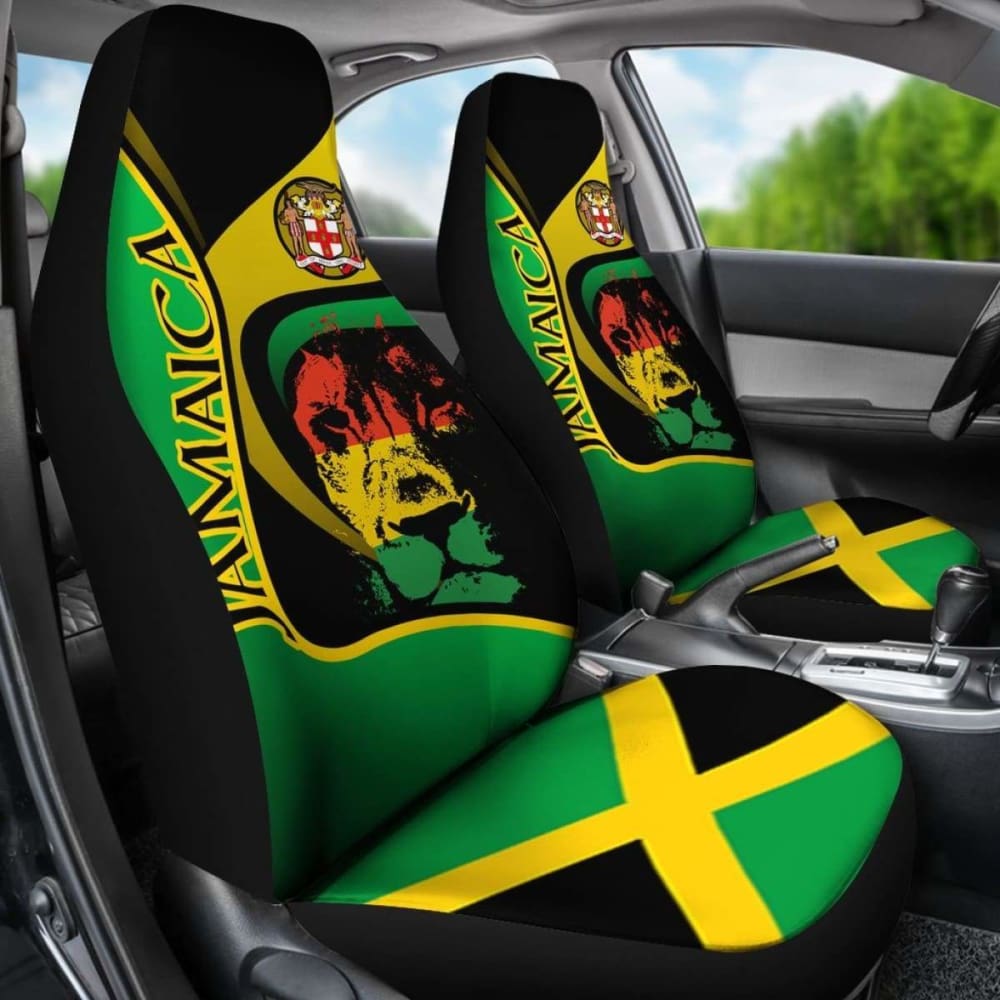 Jamaica Car Seat Covers - Jamaican Lion With Coat Of Arms - Amazing 161012
