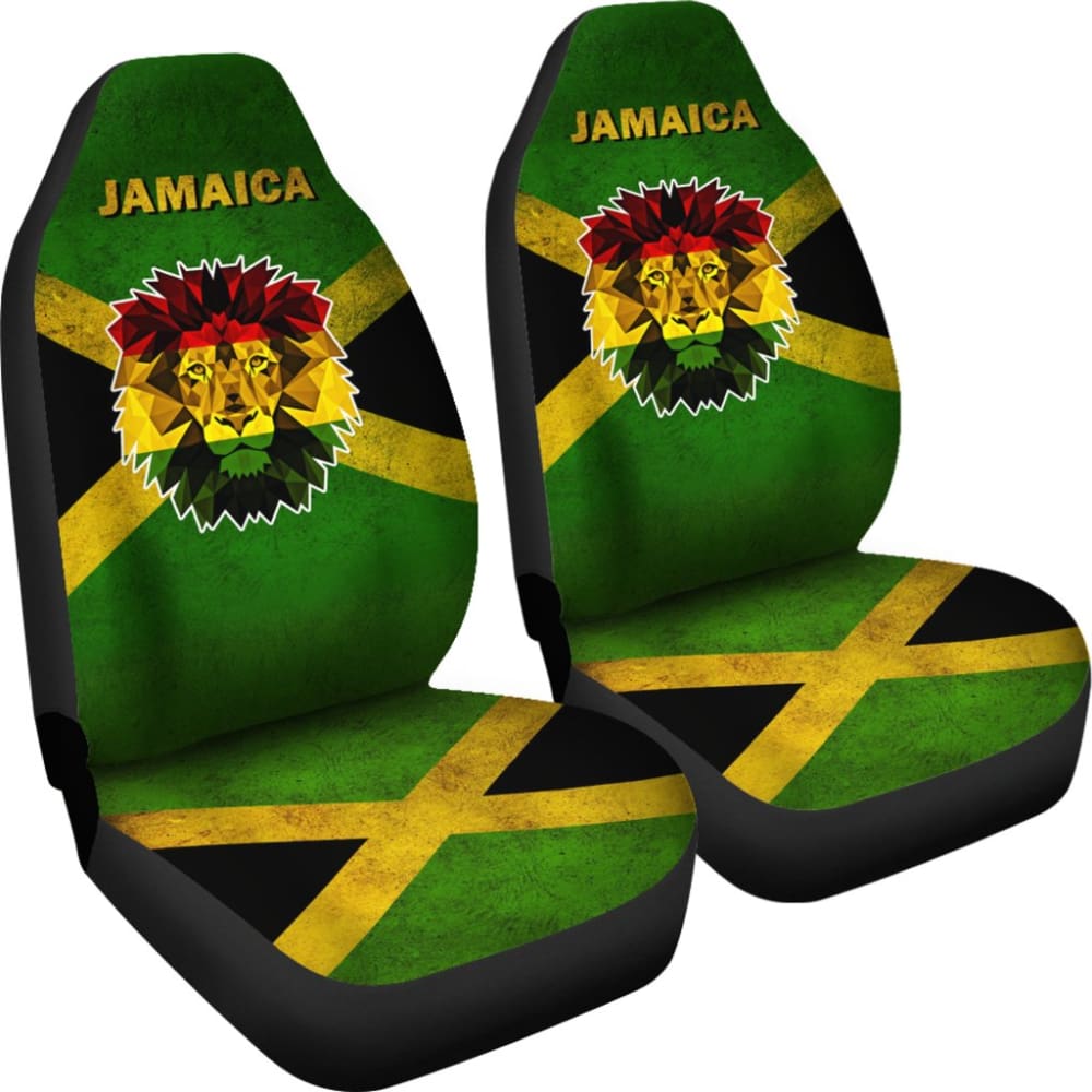 Jamaica Flag Car Seat Covers With Lion 210501 - YourCarButBetter