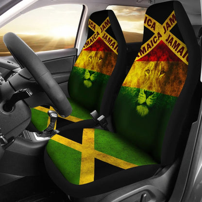 Jamaican Flag And Lion Spirit Car Seat Covers 210501 - YourCarButBetter