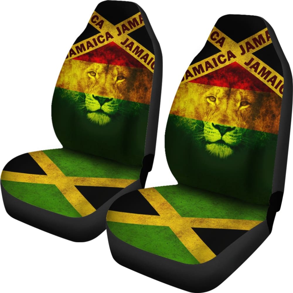 Jamaican Flag And Lion Spirit Car Seat Covers 210501 - YourCarButBetter