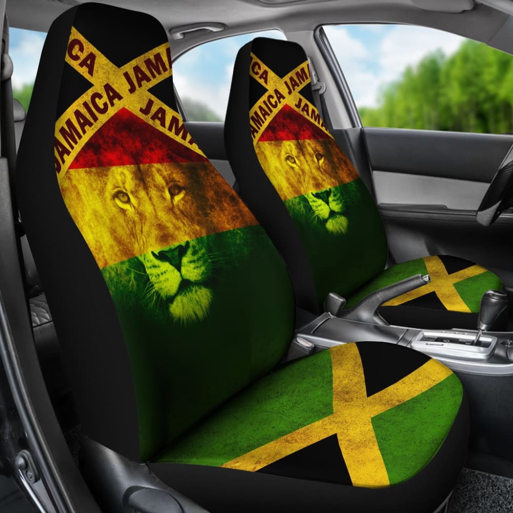 Jamaican Flag And Lion Spirit Car Seat Covers 210501 - YourCarButBetter